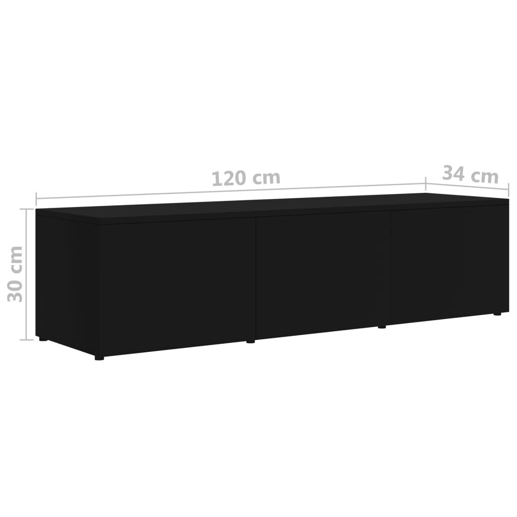 vidaXL TV-taso musta 120x34x30 cm lastulevy hinta ja tiedot | TV-tasot | hobbyhall.fi