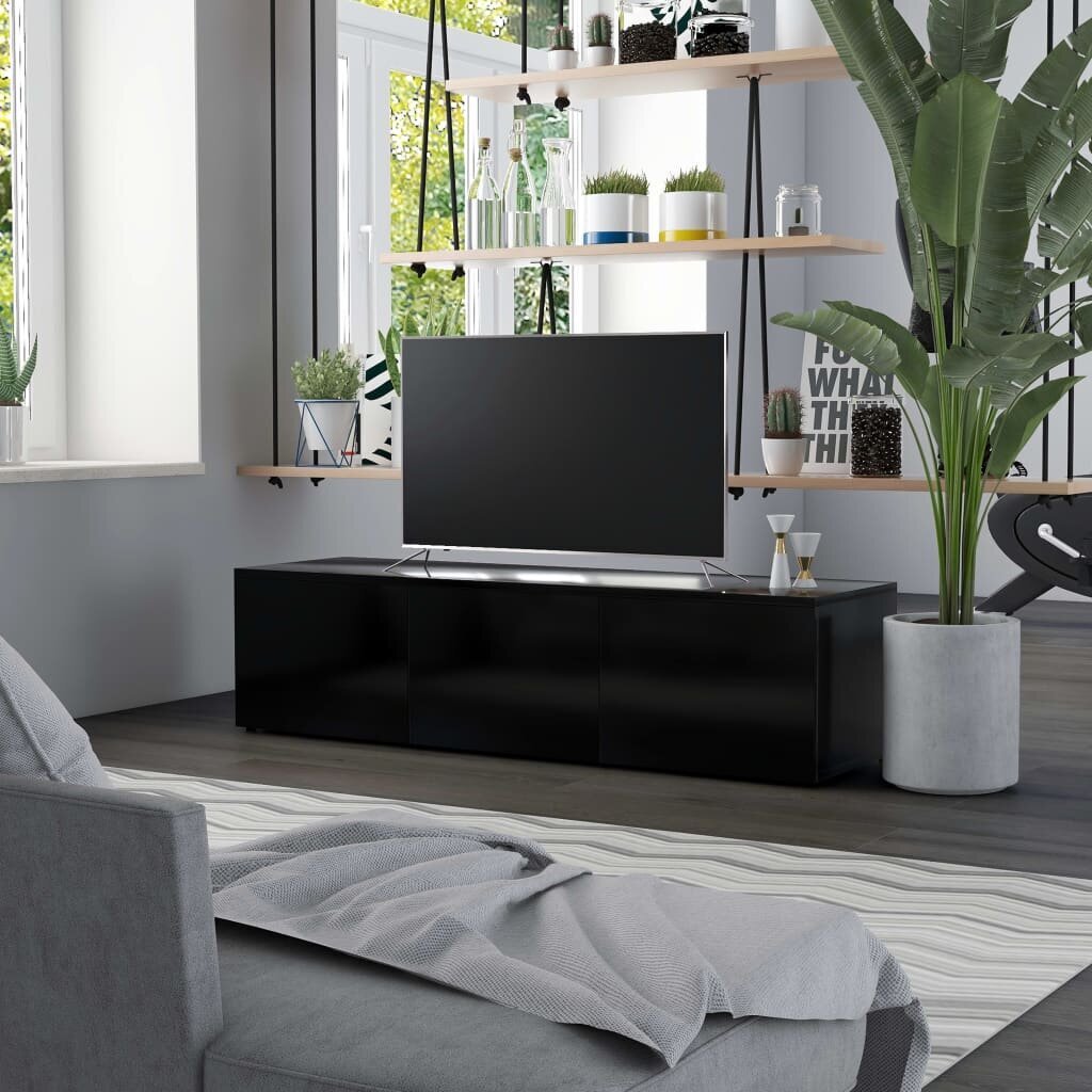 vidaXL TV-taso musta 120x34x30 cm lastulevy hinta ja tiedot | TV-tasot | hobbyhall.fi