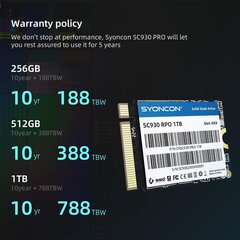 SYONCON M.2 2230 SSD NVMe PCIe Gen Internal Solid State Drive -kiintolevyasemat hinta ja tiedot | Kovalevyt | hobbyhall.fi