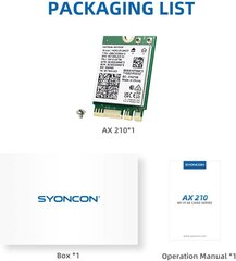 SYONCON AX210NGW WiFi-kortti hinta ja tiedot | Ohjain- ja laajennuskortit | hobbyhall.fi