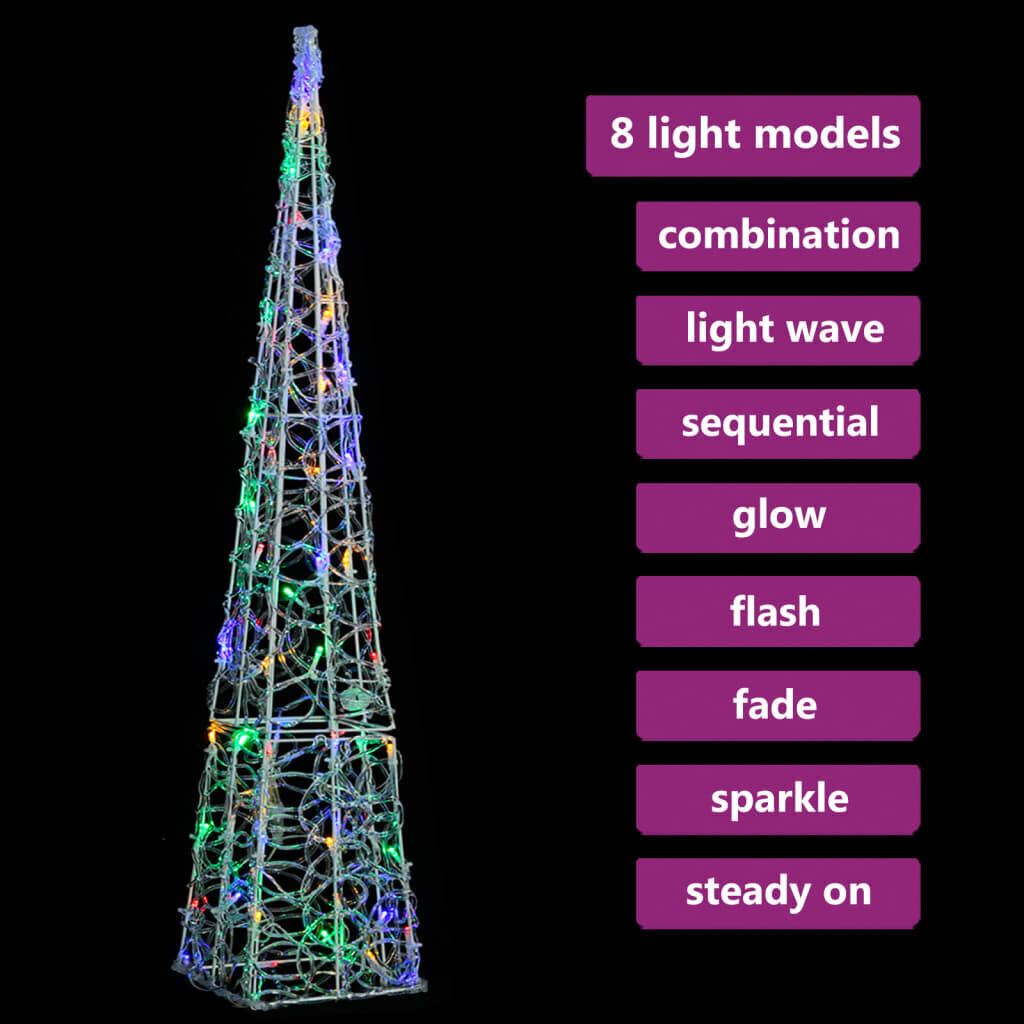 vidaXL LED koristevalokartio monivärinen akryyli 90 cm hinta ja tiedot | Joulukoristeet | hobbyhall.fi