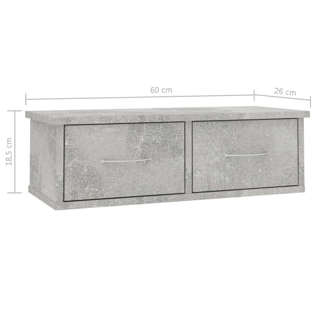 vidaXL Seinälaatikkohylly betoninharmaa 60x26x18,5 cm lastulevy hinta ja tiedot | Hyllyt | hobbyhall.fi