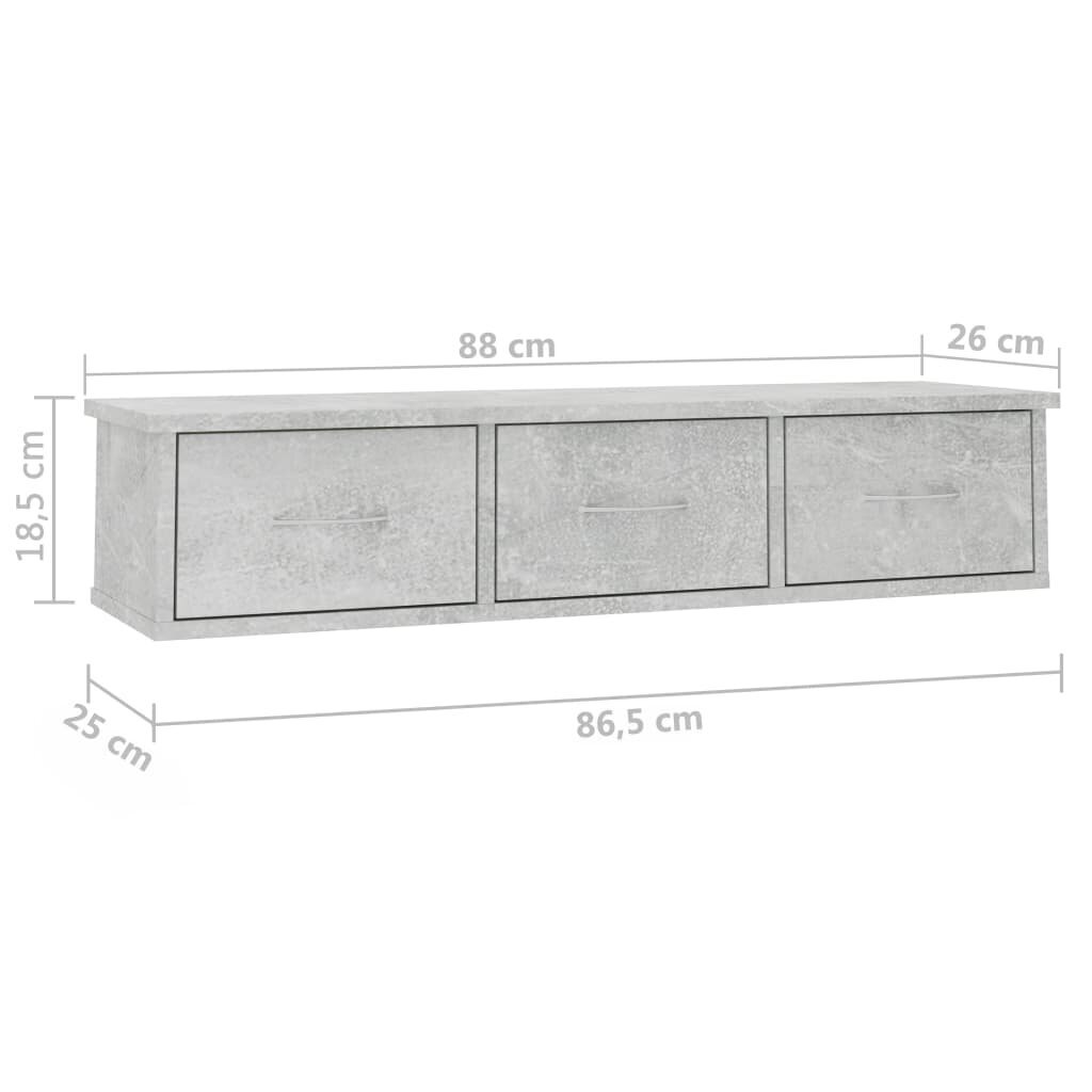 vidaXL Seinälaatikkohylly betoninharmaa 88x26x18,5 cm lastulevy hinta ja tiedot | Hyllyt | hobbyhall.fi