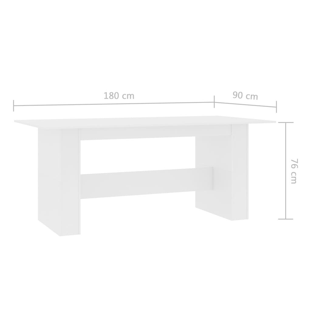 vidaXL Ruokapöytä valkoinen 180x90x76 cm lastulevy hinta ja tiedot | Ruokapöydät | hobbyhall.fi