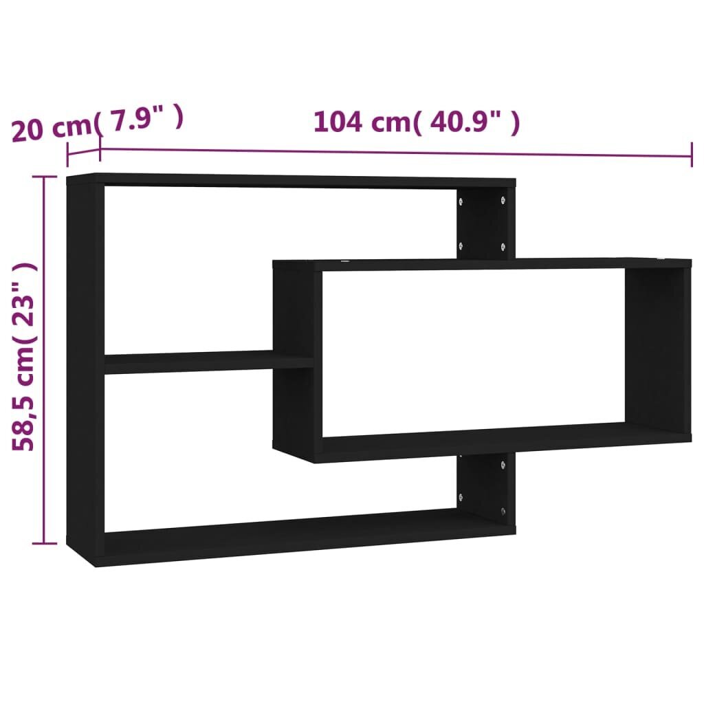 vidaXL Seinähyllyt musta 104x20x58,5 cm lastulevy hinta ja tiedot | Hyllyt | hobbyhall.fi