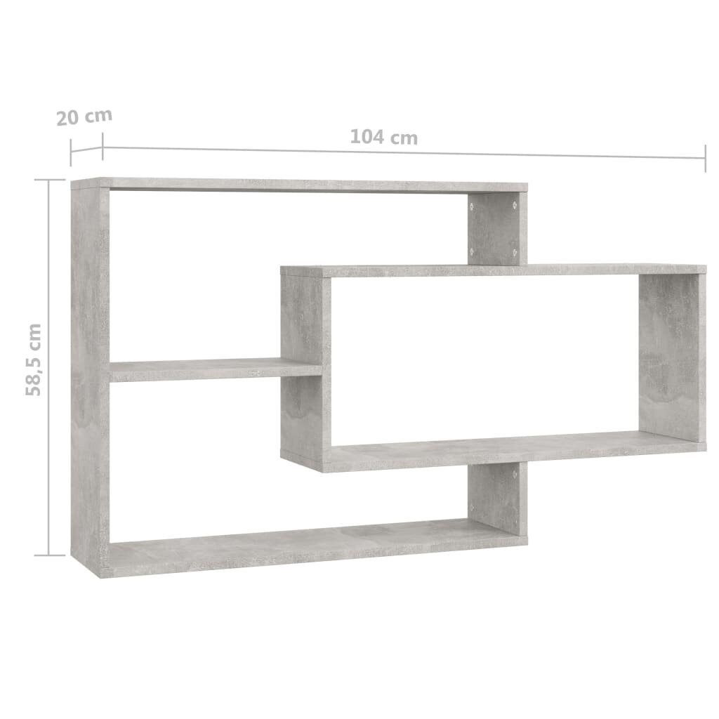 vidaXL Seinähyllyt betoninharmaa 104x20x58,5 cm lastulevy hinta ja tiedot | Hyllyt | hobbyhall.fi