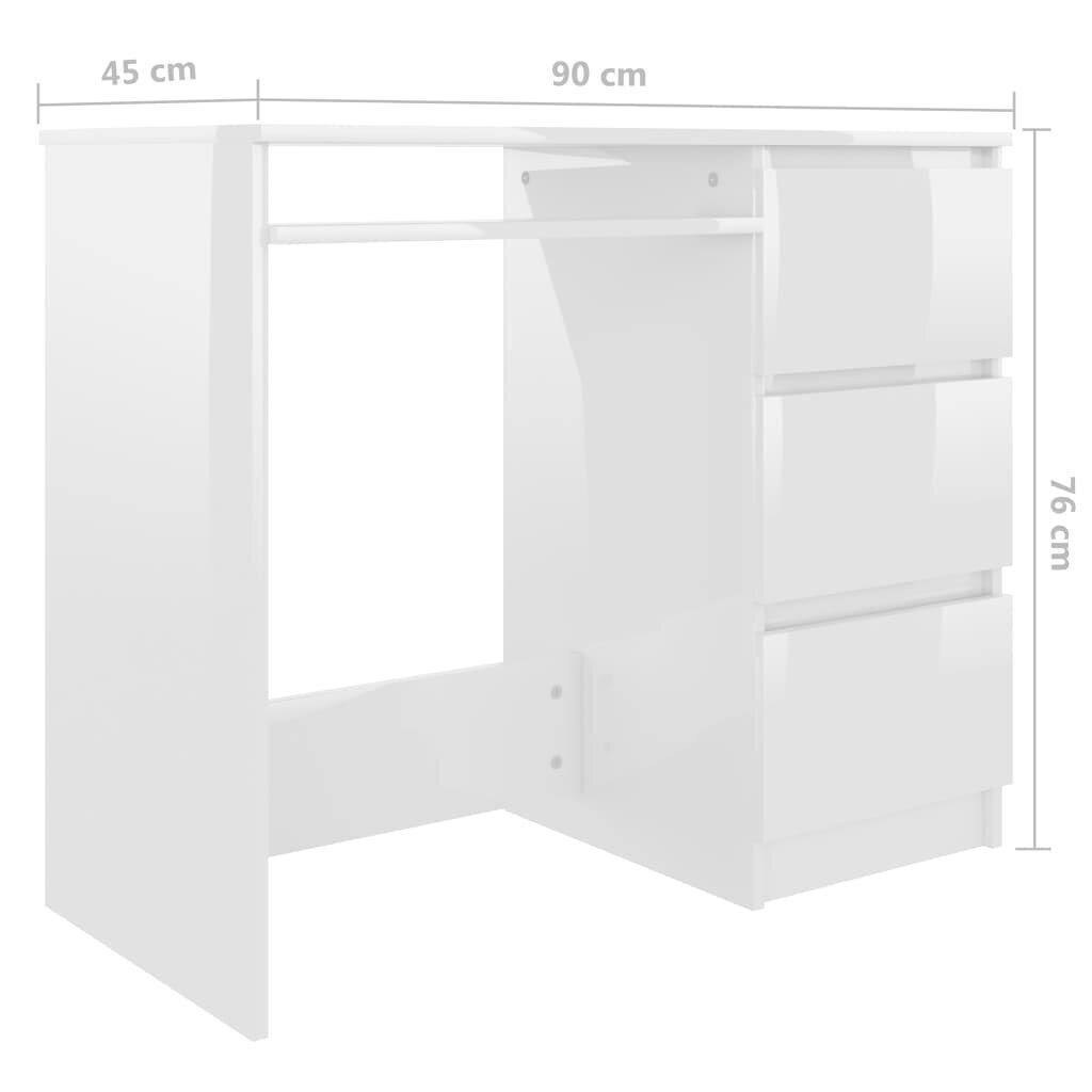 vidaXL Työpöytä korkeakiilto valkoinen 90x45x76 cm lastulevy hinta ja tiedot | Tietokonepöydät ja työpöydät | hobbyhall.fi