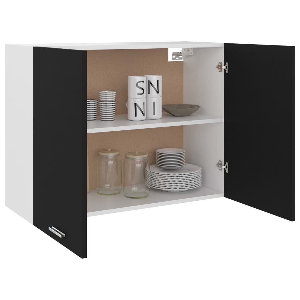 vidaXL Seinäkaappi musta 80x31x60 cm lastulevy hinta ja tiedot | Keittiön kaapit | hobbyhall.fi