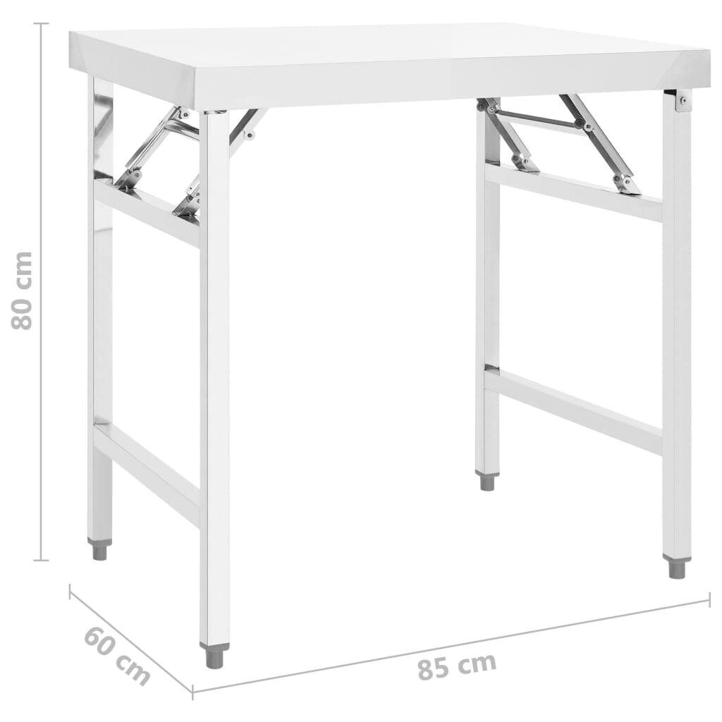 vidaXL Keittiön taitettava työpöytä 85x60x80 cm ruostumaton teräs hinta ja tiedot | Retkeilyvarusteet | hobbyhall.fi