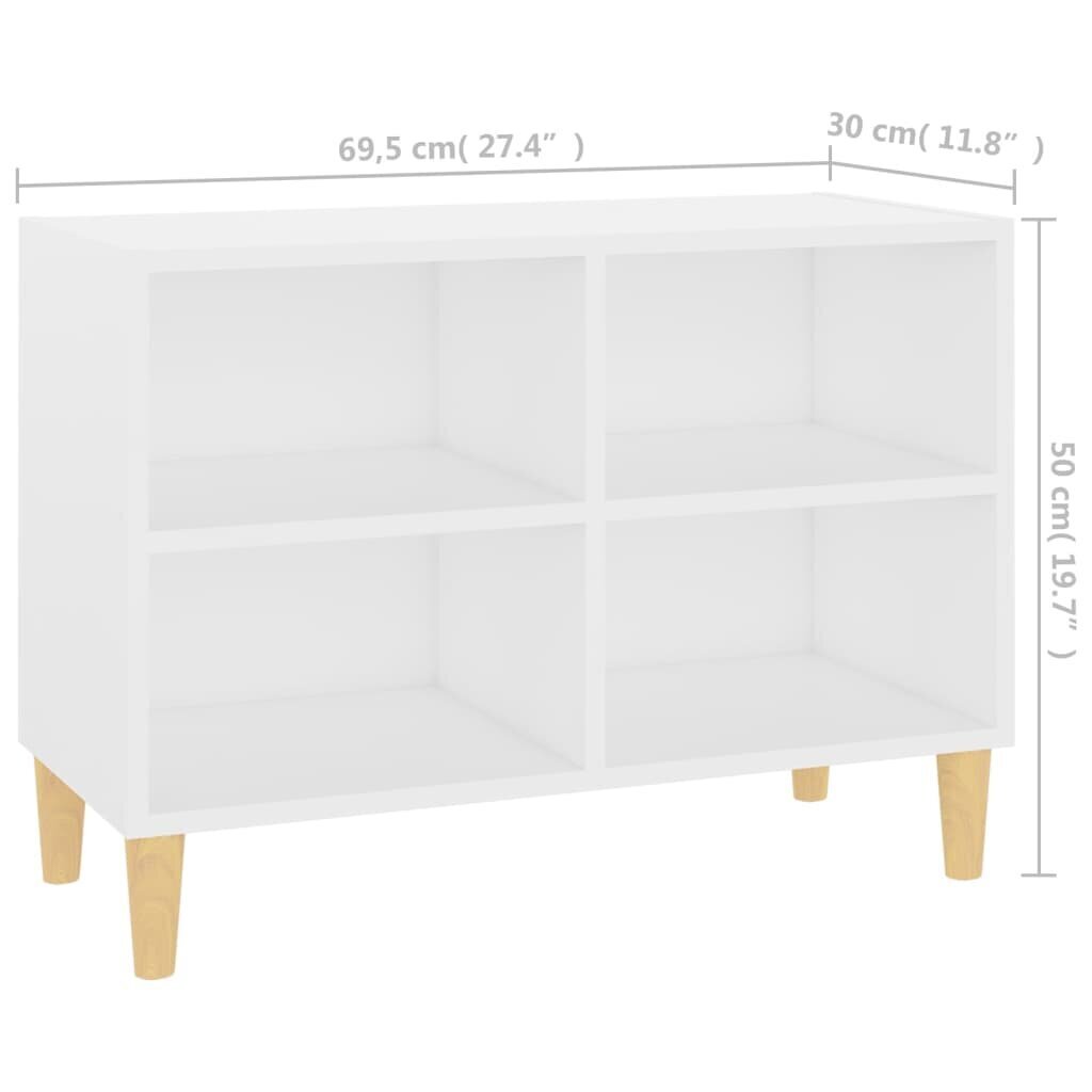 vidaXL TV-taso täyspuiset jalat valkoinen 69,5x30x50 cm hinta ja tiedot | TV-tasot | hobbyhall.fi