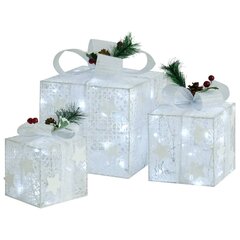 vidaXL Koristeelliset joululahjalaatikot 3 kpl valk. sisälle ja ulos hinta ja tiedot | Joulukoristeet | hobbyhall.fi