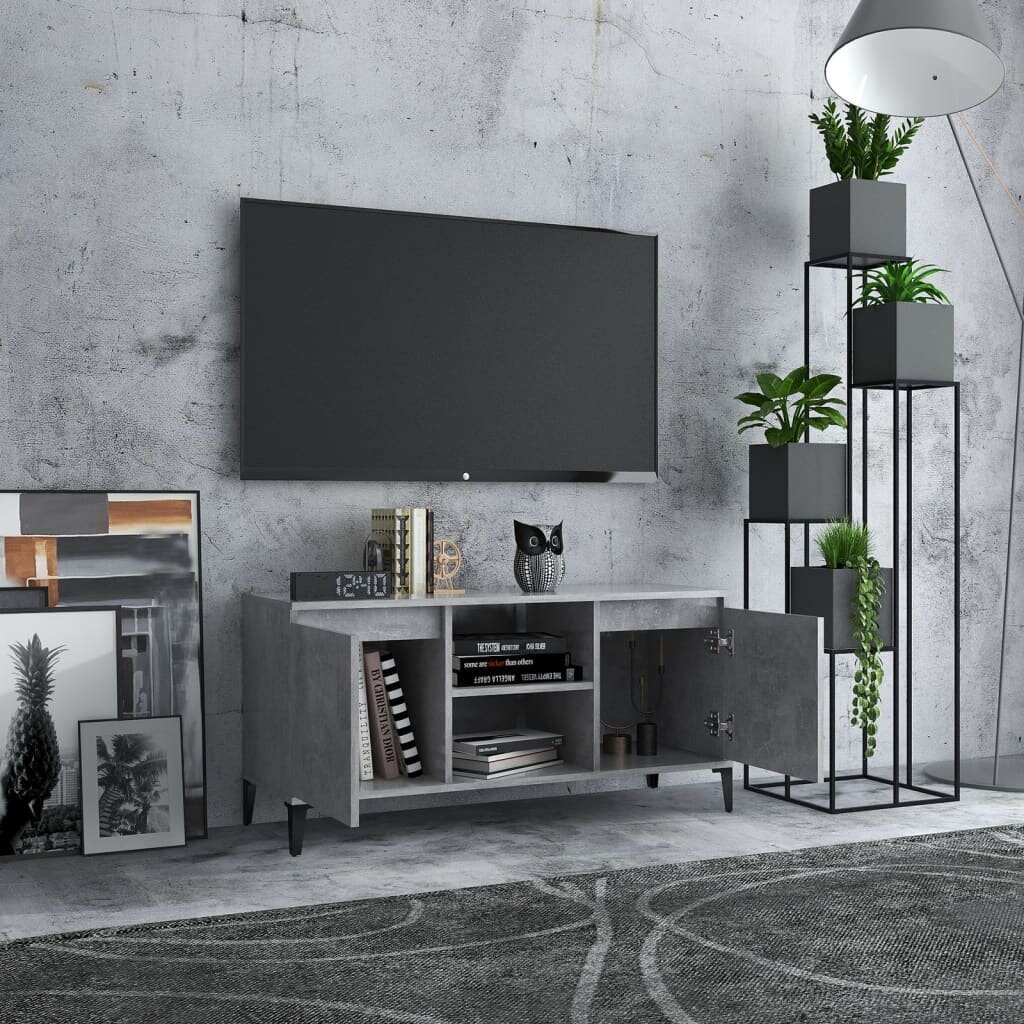 vidaXL TV-taso metallijaloilla betoninharmaa 103,5x35x50 cm hinta ja tiedot | TV-tasot | hobbyhall.fi