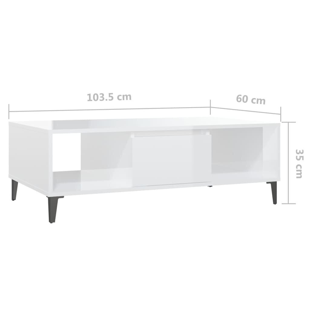 vidaXL Sohvapöytä korkeakiilto valkoinen 103,5x60x35 cm lastulevy hinta ja tiedot | Sohvapöydät | hobbyhall.fi