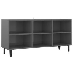 vidaXL TV-taso metallijaloilla korkeakiilto harmaa 103,5x30x50 cm hinta ja tiedot | Olohuoneen kaapit ja lipastot | hobbyhall.fi