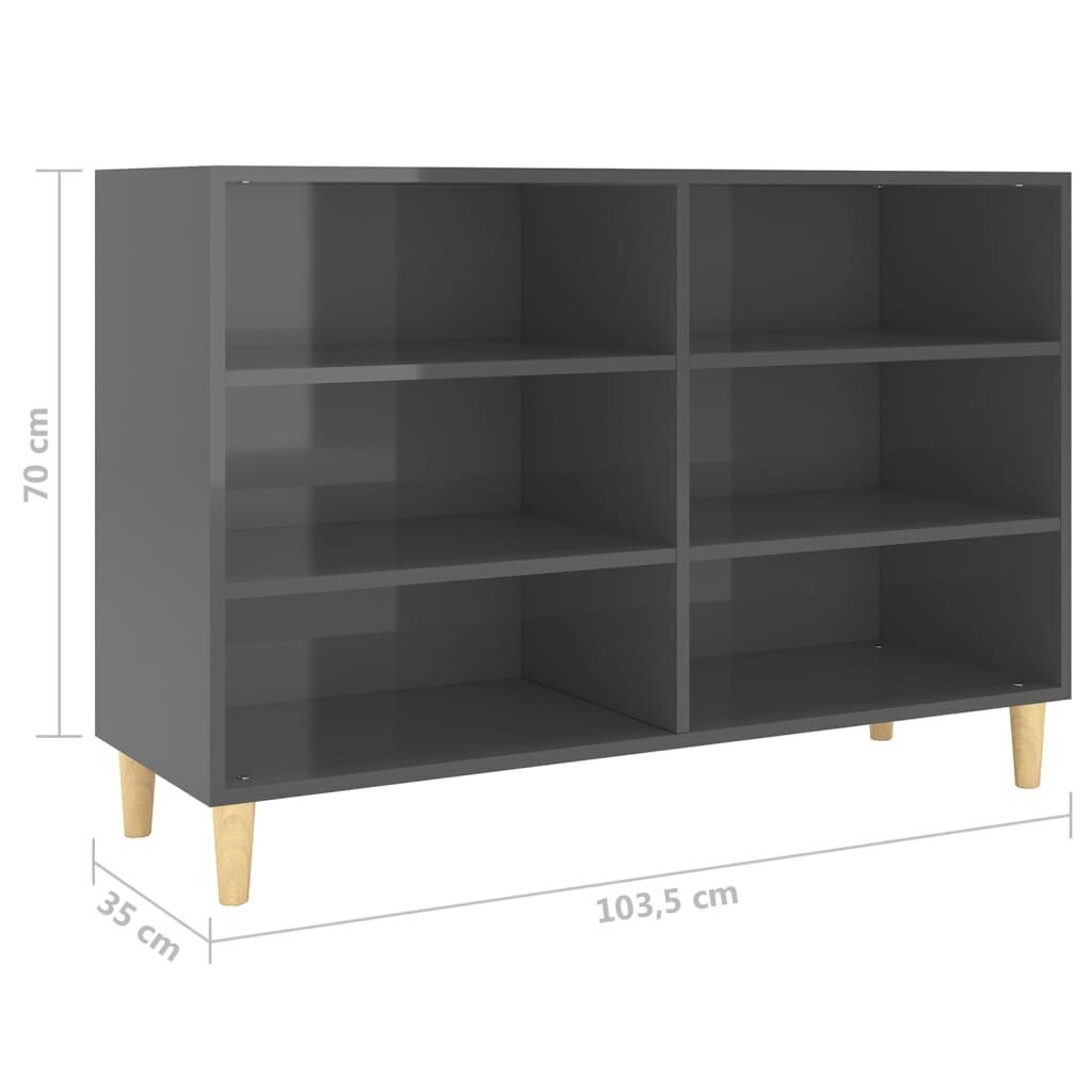 vidaXL Senkki korkeakiilto harmaa 103,5x35x70 cm lastulevy hinta ja tiedot | Olohuoneen kaapit ja lipastot | hobbyhall.fi