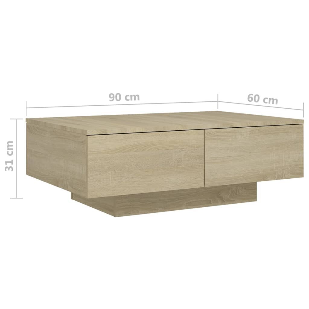 vidaXL Sohvapöytä Sonoma-tammi 90x60x31 cm lastulevy hinta ja tiedot | Sohvapöydät | hobbyhall.fi