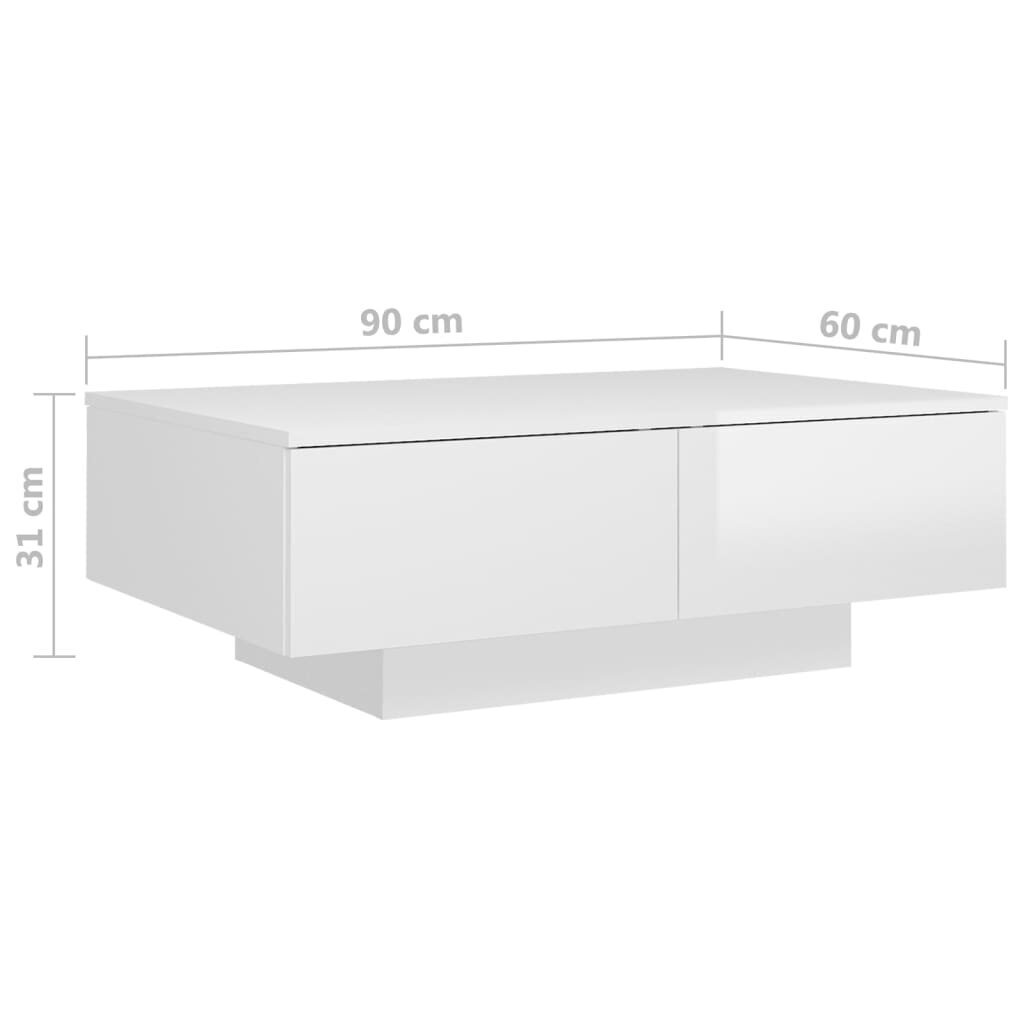 vidaXL Sohvapöytä korkeakiilto valkoinen 90x60x31 cm lastulevy hinta ja tiedot | Sohvapöydät | hobbyhall.fi