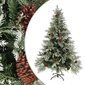 vidaXL Tekojoulukuusi kävyillä vihreä ja valkoinen 150 cm PVC ja PE hinta ja tiedot | Joulukuuset ja kranssit | hobbyhall.fi