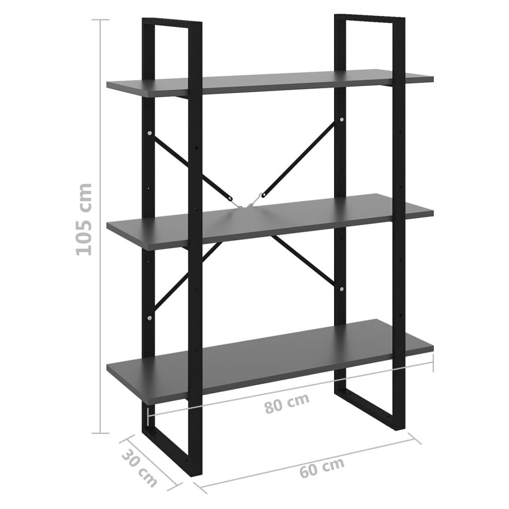 vidaXL Kirjahylly harmaa 80x30x105 cm lastulevy hinta ja tiedot | Hyllyt | hobbyhall.fi