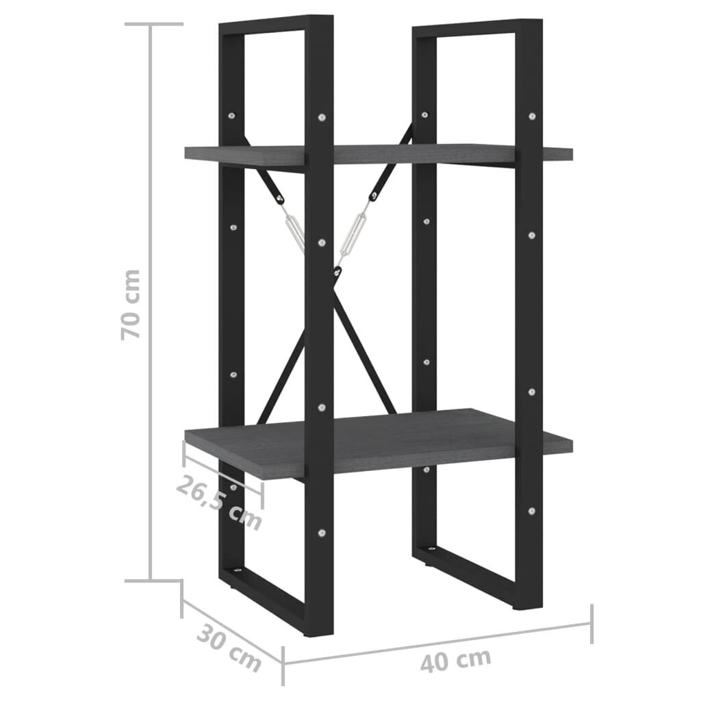 vidaXL 2-tasoinen kirjahylly harmaa 40x30x70 cm täysi mänty hinta ja tiedot | Hyllyt | hobbyhall.fi