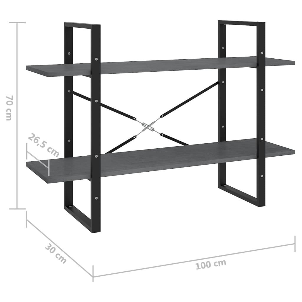 vidaXL 2-tasoinen kirjahylly harmaa 100x30x70 cm täysi mänty hinta ja tiedot | Hyllyt | hobbyhall.fi