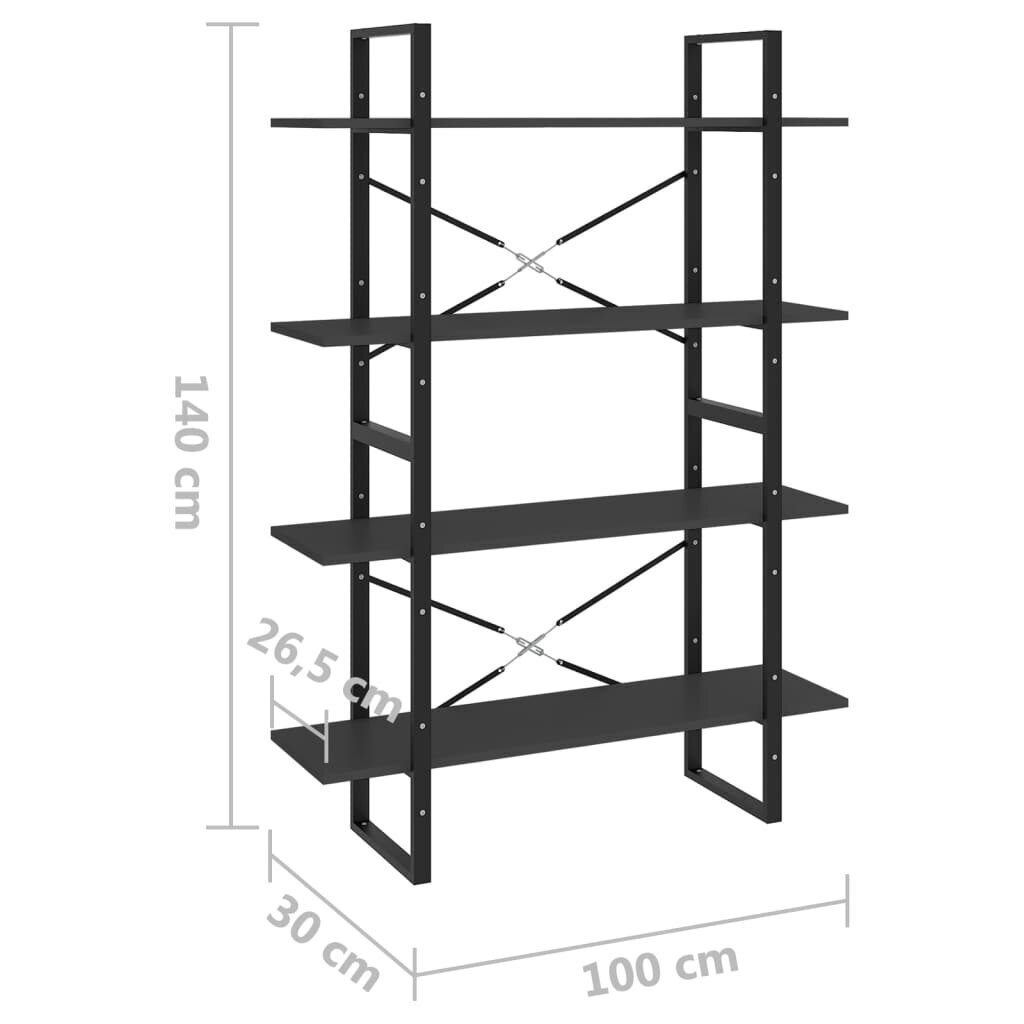 vidaXL 4-tasoinen kirjahylly harmaa 100x30x140 cm lastulevy hinta ja tiedot | Hyllyt | hobbyhall.fi