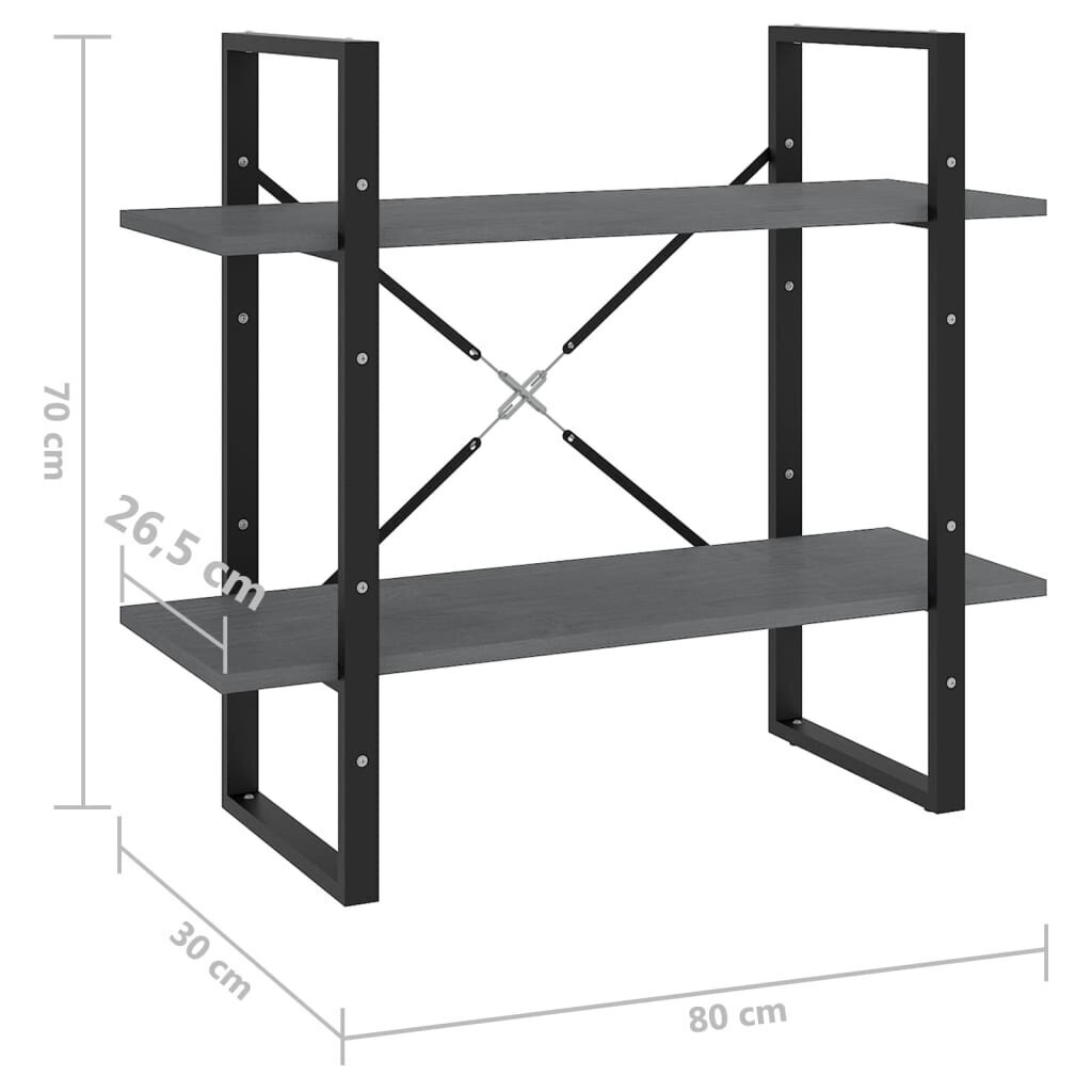 vidaXL 2-tasoinen kirjahylly harmaa 80x30x70 cm täysi mänty hinta ja tiedot | Hyllyt | hobbyhall.fi