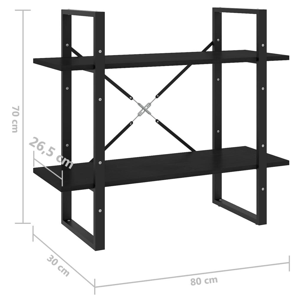 vidaXL 2-tasoinen kirjahylly musta 80x30x70 cm täysi mänty hinta ja tiedot | Hyllyt | hobbyhall.fi