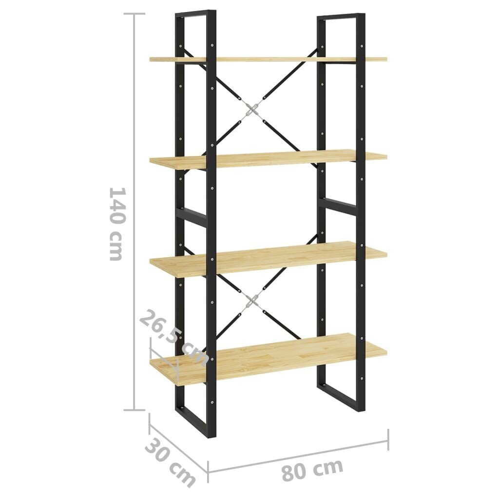 vidaXL 4-tasoinen kirjahylly 80x30x140 cm täysi mänty hinta ja tiedot | Hyllyt | hobbyhall.fi