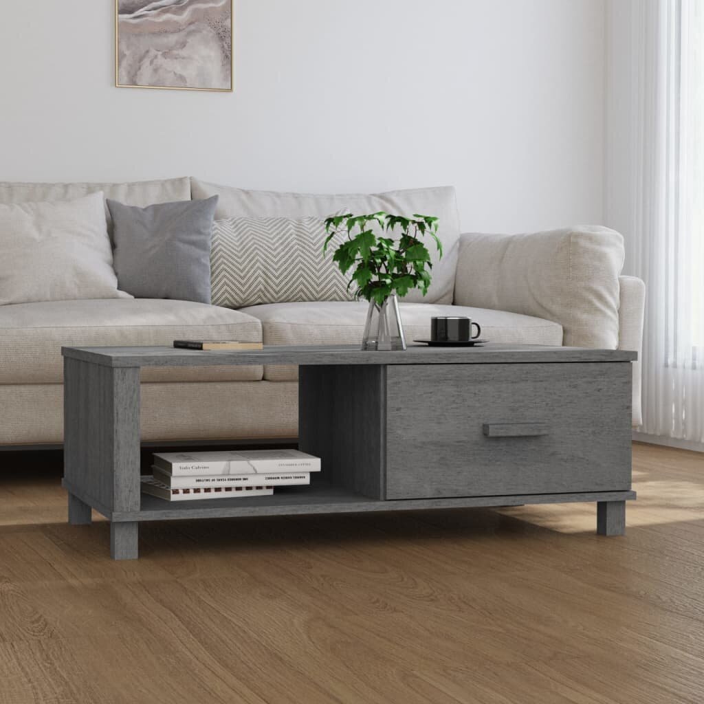 vidaXL Sohvapöytä HAMAR tummanharmaa 100x55x35 cm täysi mänty hinta ja tiedot | Sohvapöydät | hobbyhall.fi