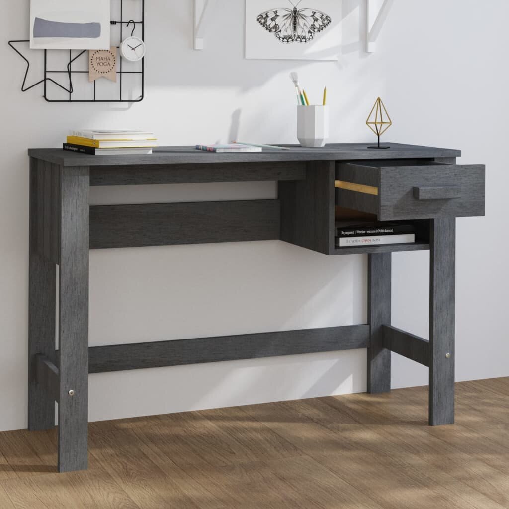 vidaXL Pöytä HAMAR tummanharmaa 110x40x75 cm täysi mänty hinta ja tiedot | Tietokonepöydät ja työpöydät | hobbyhall.fi