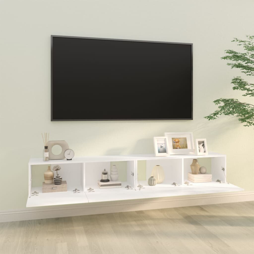 vidaXL TV-seinäkaapit 2 kpl valkoinen 100x30x30 cm tekninen puu hinta ja tiedot | TV-tasot | hobbyhall.fi