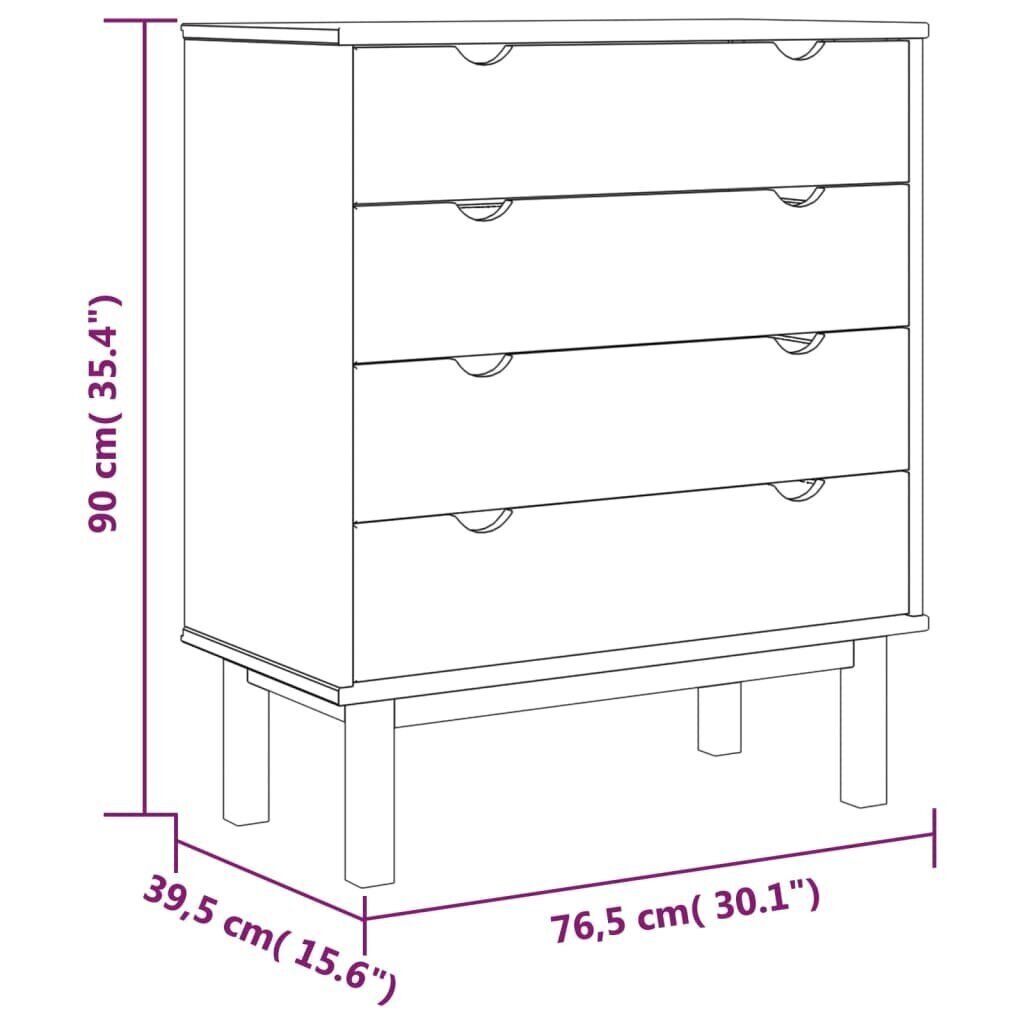 vidaXL Lipasto OTTA 76,5x39,5x90 cm täysi mänty hinta ja tiedot | Olohuoneen kaapit ja lipastot | hobbyhall.fi