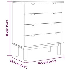 vidaXL Lipasto OTTA ruskea ja harmaa 76,5x39,5x90 cm täysi mänty hinta ja tiedot | Olohuoneen kaapit ja lipastot | hobbyhall.fi