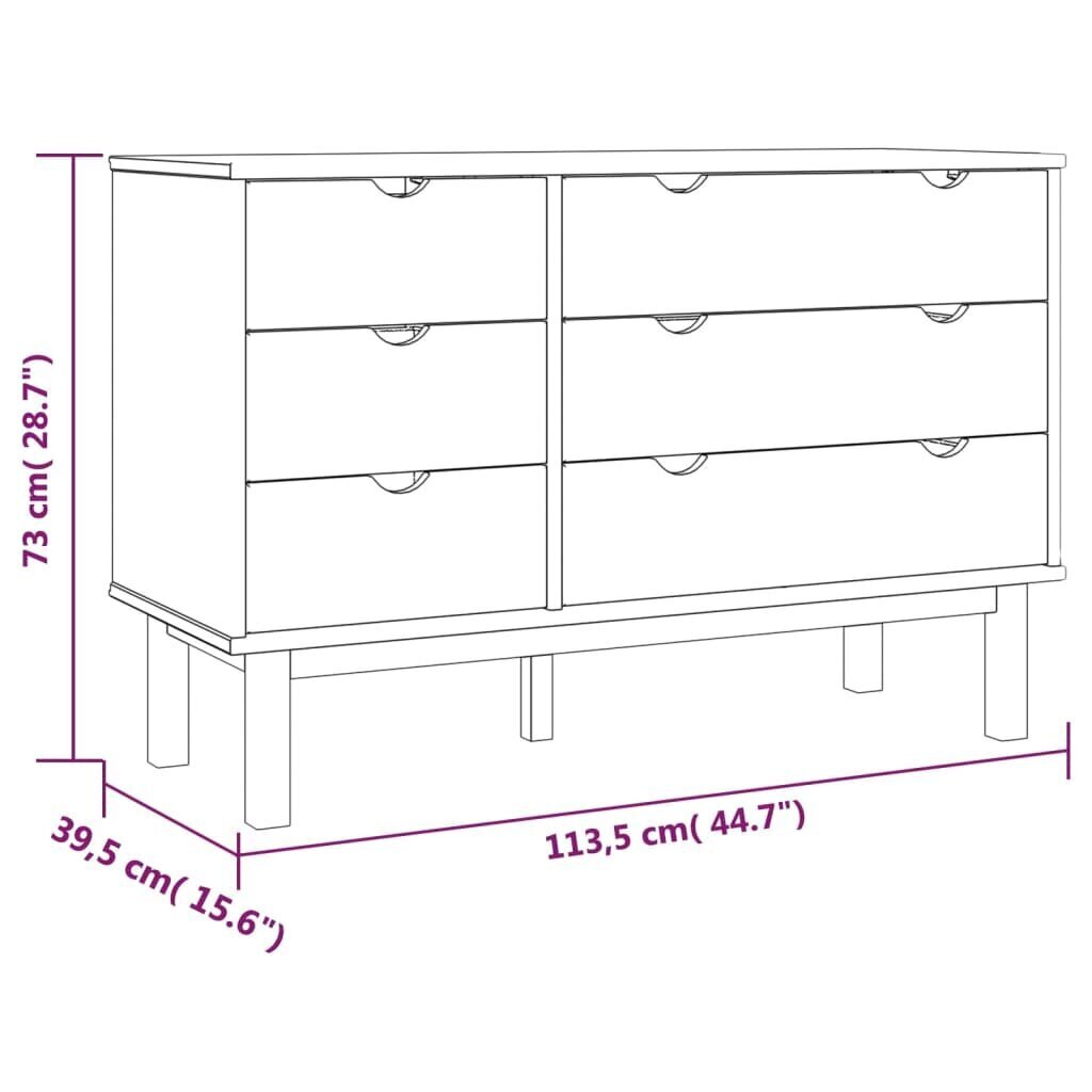 vidaXL Lipasto OTTA 111x43x73,5 cm täysi mänty hinta ja tiedot | Olohuoneen kaapit ja lipastot | hobbyhall.fi