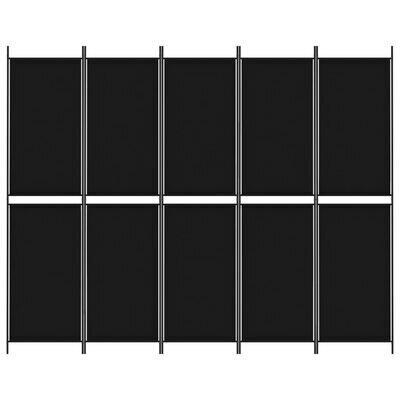 vidaXL 5-paneelinen Tilanjakaja musta 250x200 cm kangas hinta ja tiedot | Sermit ja tilanjakajat | hobbyhall.fi