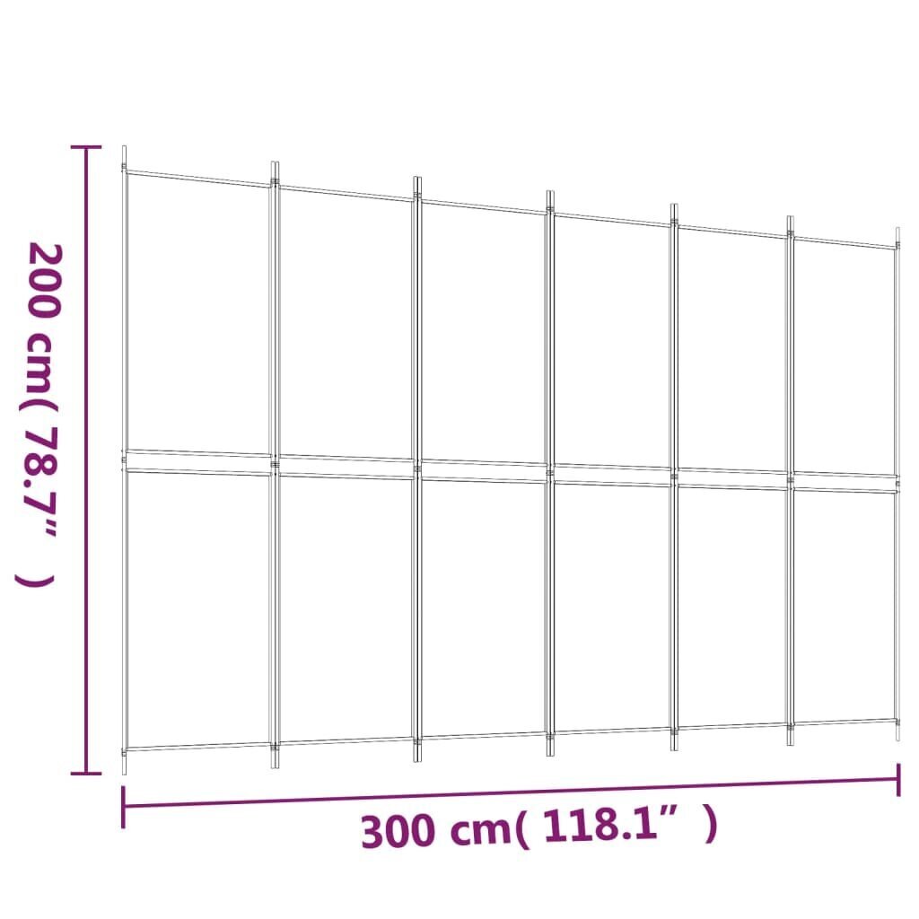 vidaXL 6-paneelinen Tilanjakaja musta 300x200 cm kangas hinta ja tiedot | Sermit ja tilanjakajat | hobbyhall.fi