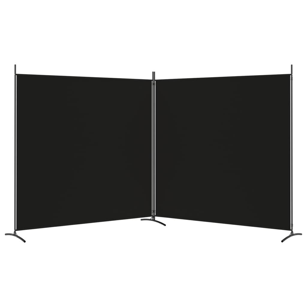 vidaXL 2-paneelinen Tilanjakaja musta 348x180 cm kangas hinta ja tiedot | Sermit ja tilanjakajat | hobbyhall.fi