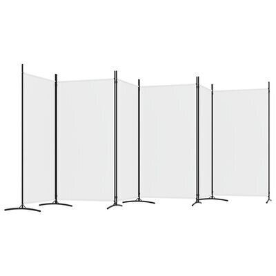 vidaXL 6-paneelinen Tilanjakaja valkoinen 520x180 cm kangas hinta ja tiedot | Sermit ja tilanjakajat | hobbyhall.fi