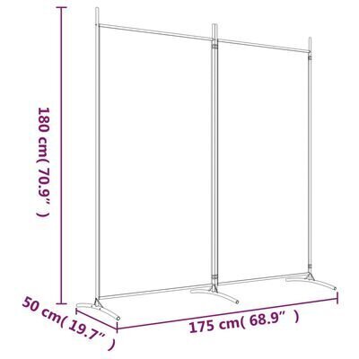 vidaXL 2-paneelinen Tilanjakaja ruskea 175x180 cm kangas hinta ja tiedot | Sermit ja tilanjakajat | hobbyhall.fi