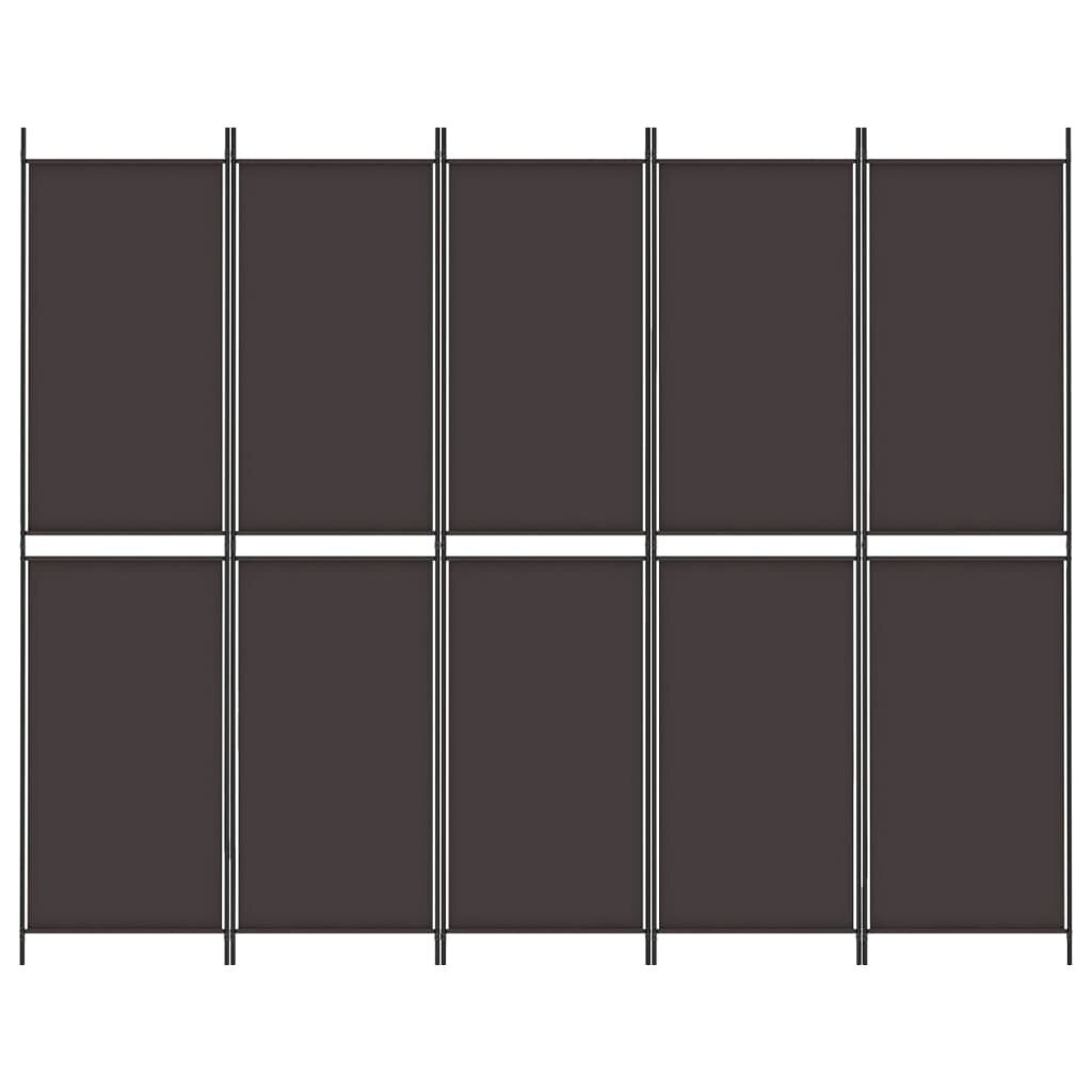 vidaXL 5-paneelinen Tilanjakaja ruskea 250x200 cm kangas hinta ja tiedot | Sermit ja tilanjakajat | hobbyhall.fi