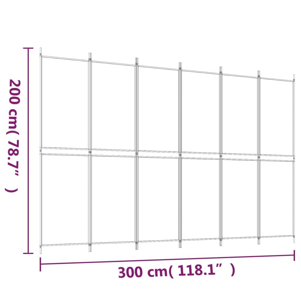 vidaXL 6-paneelinen Tilanjakaja ruskea 300x200 cm kangas hinta ja tiedot | Sermit ja tilanjakajat | hobbyhall.fi