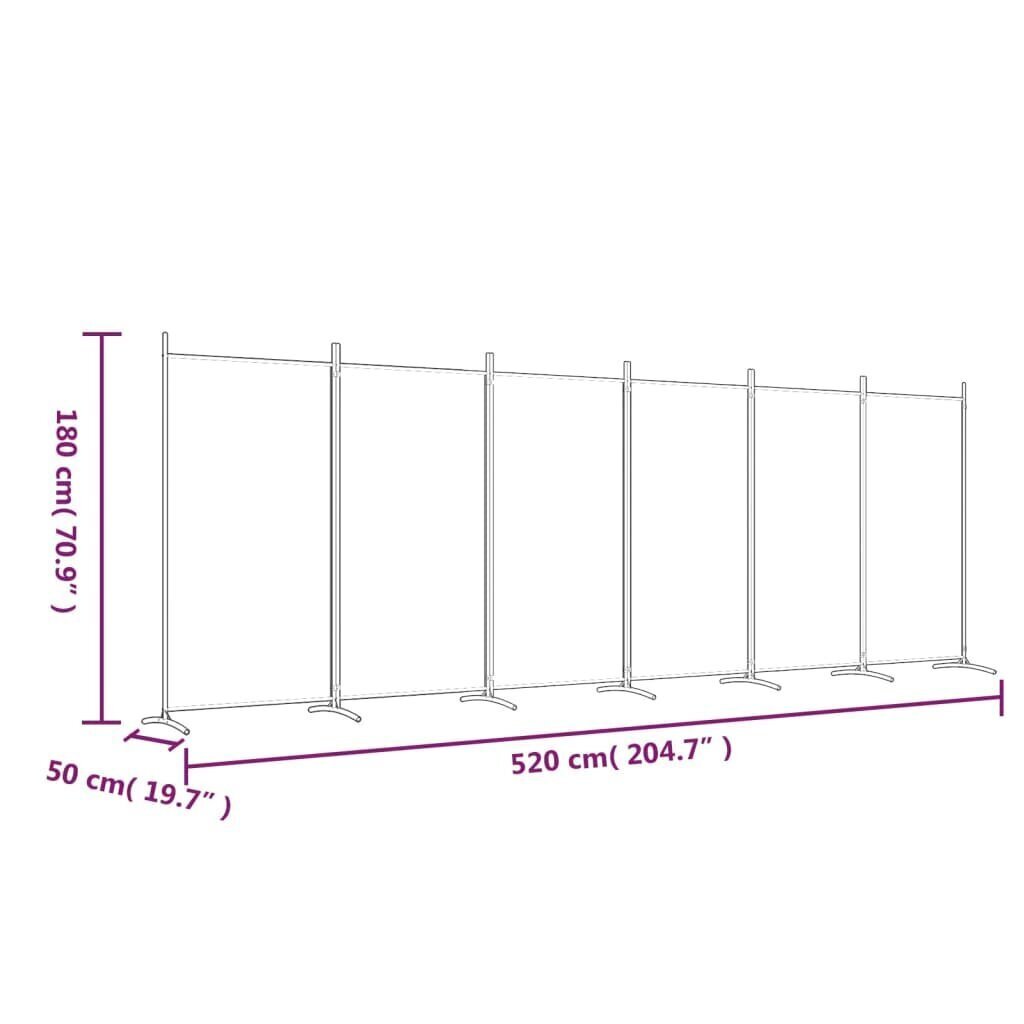 vidaXL 6-paneelinen Tilanjakaja ruskea 520x180 cm kangas hinta ja tiedot | Sermit ja tilanjakajat | hobbyhall.fi