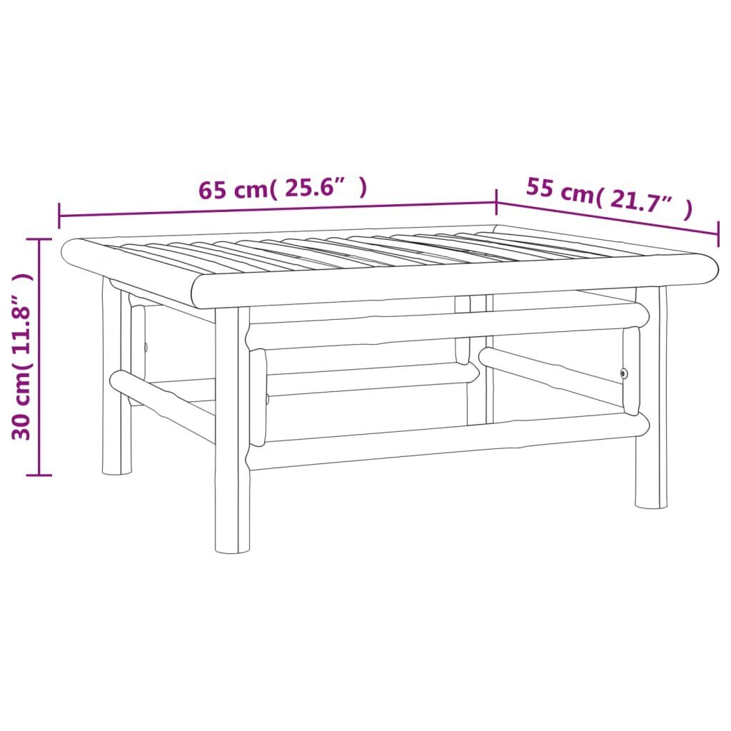 vidaXL Puutarhapöytä 65x55x30 cm bambu hinta ja tiedot | Puutarhapöydät | hobbyhall.fi