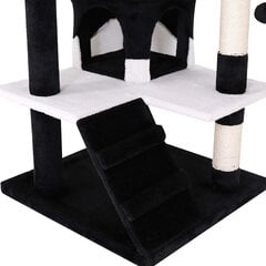 Kissojen raapimispiste Lionto, 130 cm, musta/valkoinen hinta ja tiedot | Raapimispuut ja kiipeilypuut | hobbyhall.fi