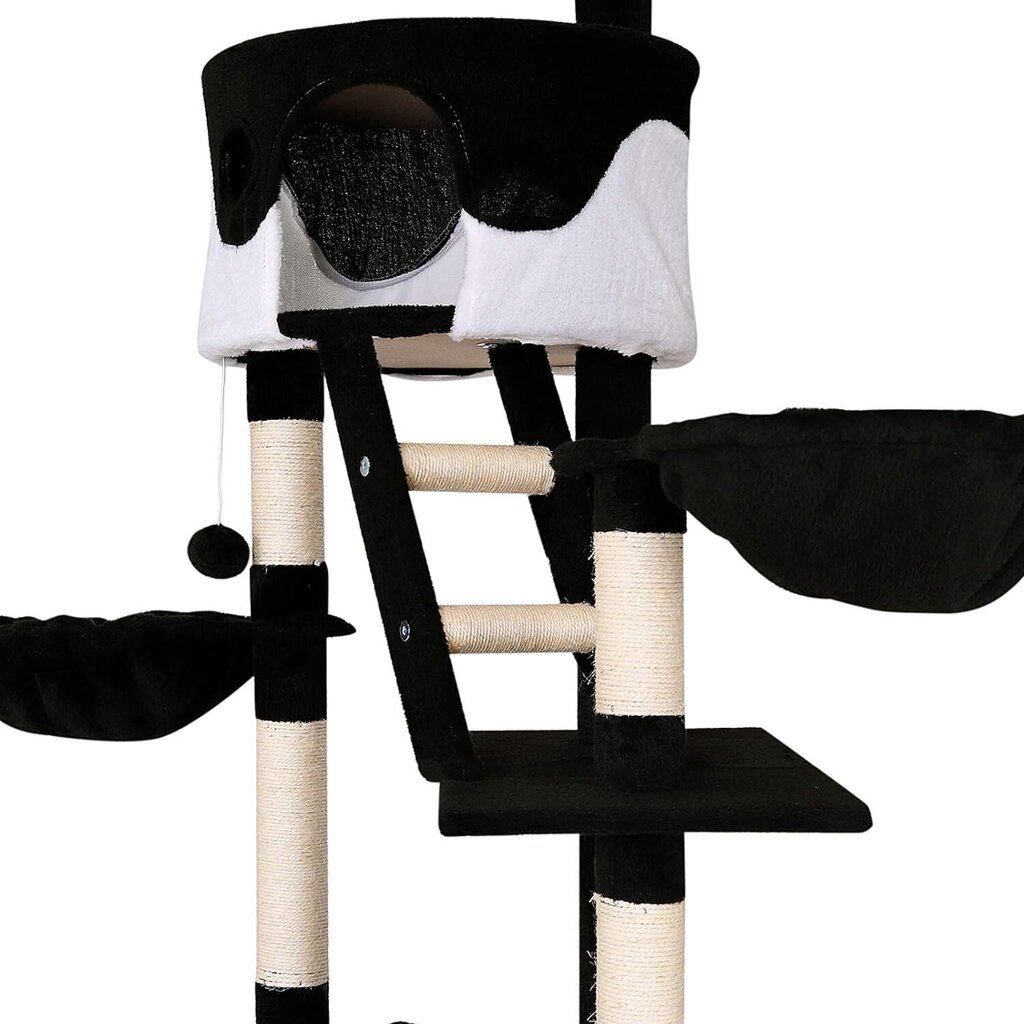 Kissojen raapimispiste Lionto, 230-250 cm, musta/valkoinen hinta ja tiedot | Raapimispuut ja kiipeilypuut | hobbyhall.fi