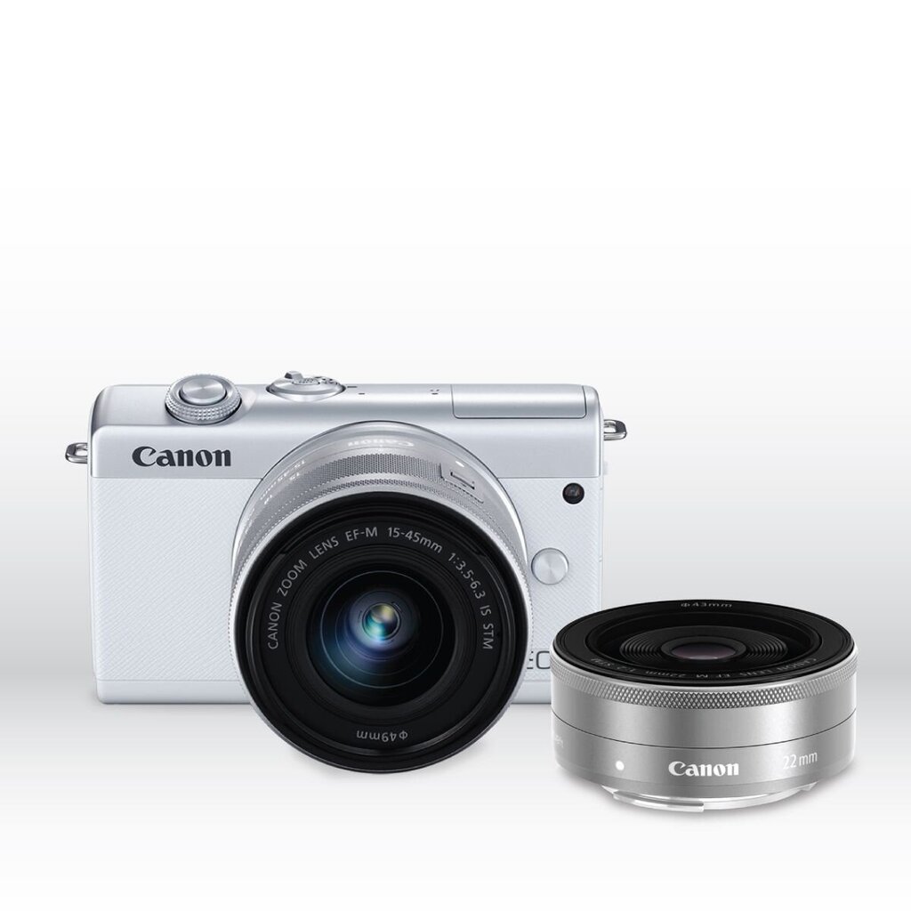 Canon EOS M200 15-45mm IS STM + EF-M 22mm IS STM (White) hinta ja tiedot | Kamerat | hobbyhall.fi