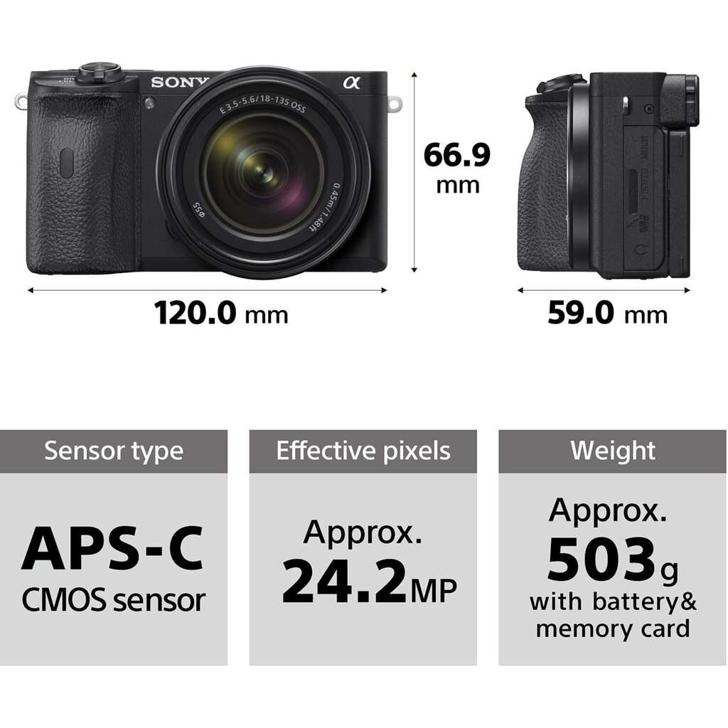 Sony A6600 + 18-135mm OSS (Black) hinta ja tiedot | Kamerat | hobbyhall.fi