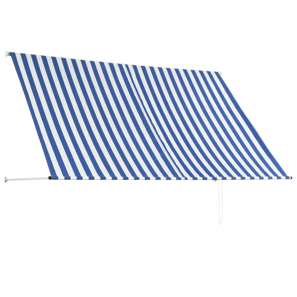 vidaXL Sisäänkelattava markiisi 250x150 cm sininen ja valkoinen hinta ja tiedot | Aurinkovarjot ja markiisit | hobbyhall.fi
