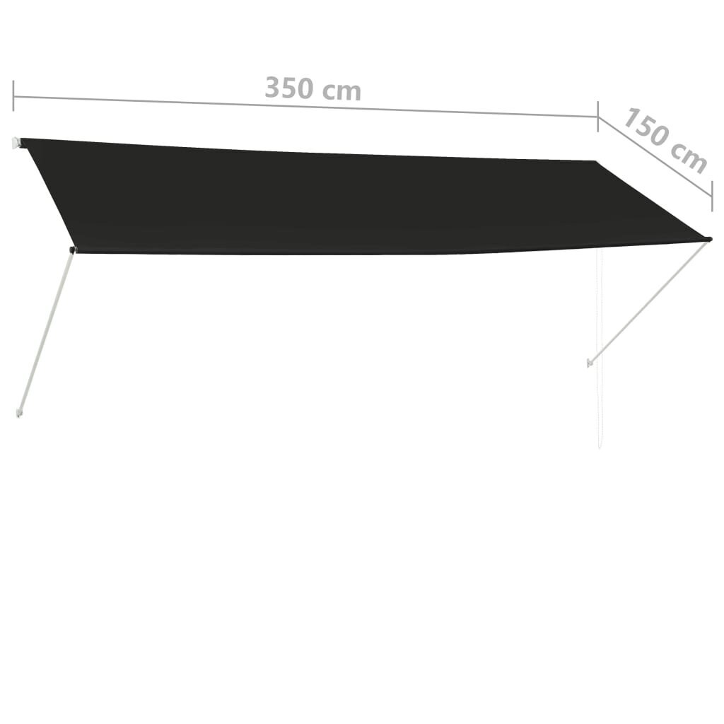 vidaXL Sisäänkelattava markiisi 350x150 cm antrasiitti hinta ja tiedot | Aurinkovarjot ja markiisit | hobbyhall.fi